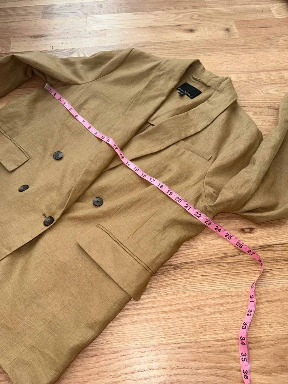 Banana Republic Linen Double Breasted Blazer Iced Latte Tan Size 18